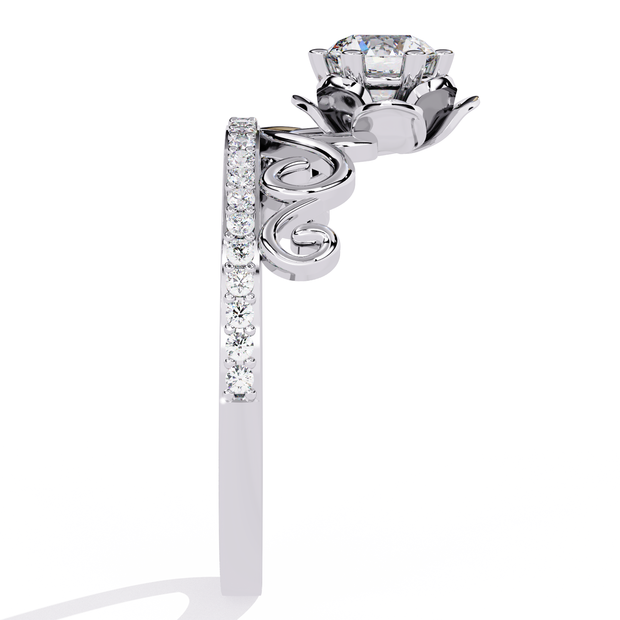 Solitairekart -0.56 CT Lab Grown Diamond Floral Crown Ring